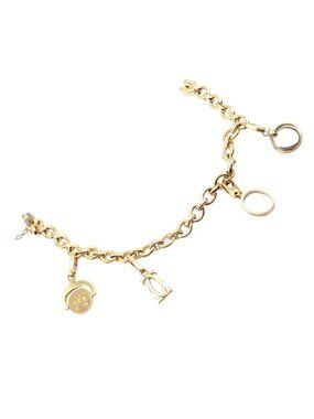 Authentic Cartier 18k Yellow Gold LOVE Trinity Double C Charm Link Bracelet 1995